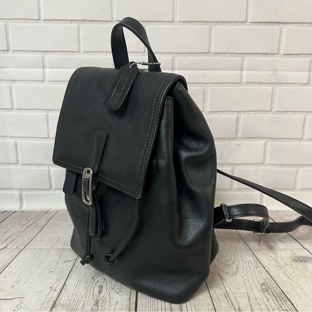 Coach Vintage Y2K Black Smooth Leather 9858 Legacy Backpack Daypack Rucksack